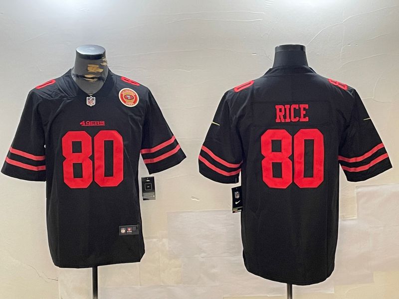 Men San Francisco 49ers #80 Rice Black Second generations 2024 Nike Limited NFL Jersey style 5